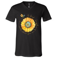 In A World Where You Can Be Anything Be Kind Sunflower V-Neck T-Shirt