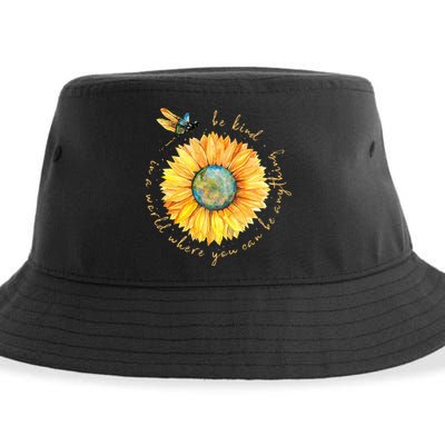 In A World Where You Can Be Anything Be Kind Sunflower Sustainable Bucket Hat