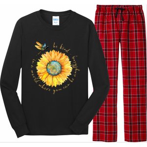 In A World Where You Can Be Anything Be Kind Sunflower Long Sleeve Pajama Set