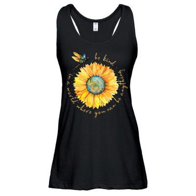 In A World Where You Can Be Anything Be Kind Sunflower Ladies Essential Flowy Tank
