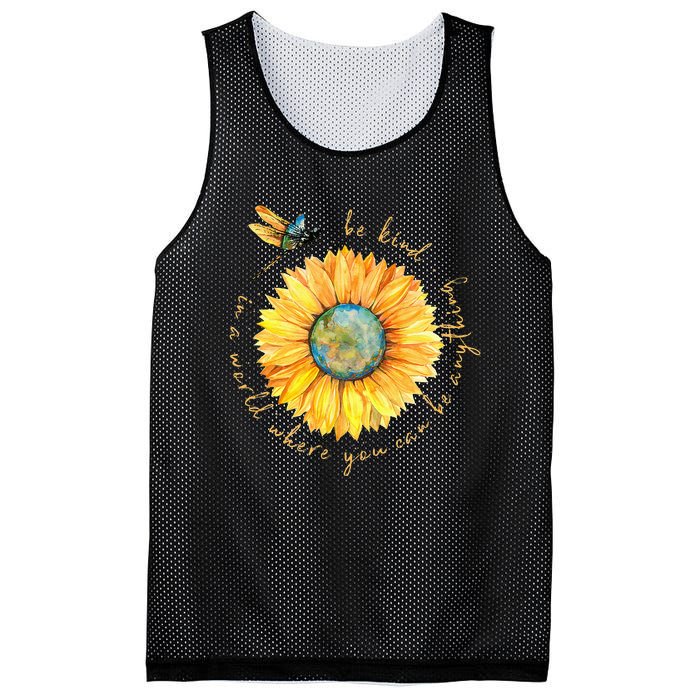 In A World Where You Can Be Anything Be Kind Sunflower Mesh Reversible Basketball Jersey Tank