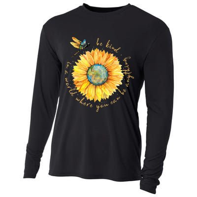 In A World Where You Can Be Anything Be Kind Sunflower Cooling Performance Long Sleeve Crew