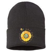 In A World Where You Can Be Anything Be Kind Sunflower Sustainable Knit Beanie