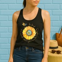In A World Where You Can Be Anything Be Kind Sunflower Womens Tank Top