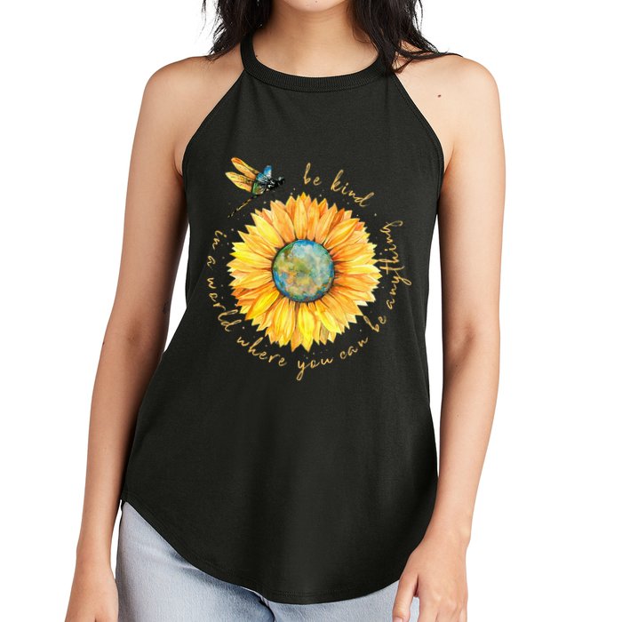 In A World Where You Can Be Anything Be Kind Sunflower Women's Perfect Tri Rocker Tank