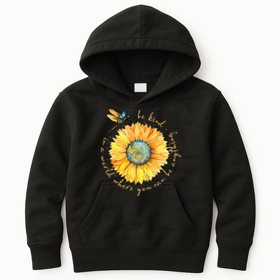 In A World Where You Can Be Anything Be Kind Sunflower Kids Hoodie