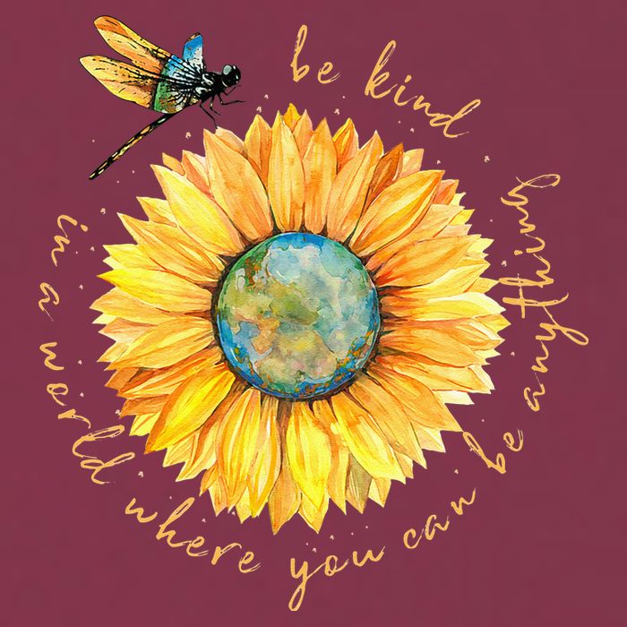 In A World Where You Can Be Anything Be Kind Sunflower 16oz Travel Tumbler