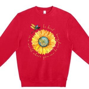 In A World Where You Can Be Anything Be Kind Sunflower Premium Crewneck Sweatshirt