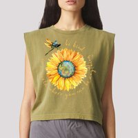 In A World Where You Can Be Anything Be Kind Sunflower Garment-Dyed Women's Muscle Tee