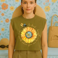 In A World Where You Can Be Anything Be Kind Sunflower Garment-Dyed Women's Muscle Tee