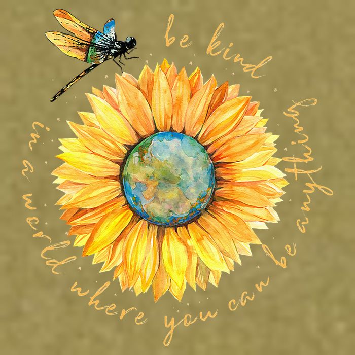 In A World Where You Can Be Anything Be Kind Sunflower Garment-Dyed Women's Muscle Tee