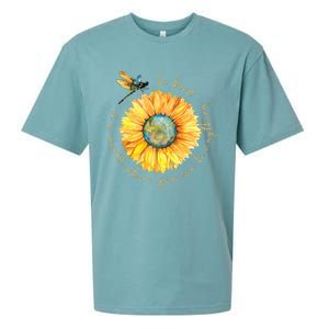 In A World Where You Can Be Anything Be Kind Sunflower Sueded Cloud Jersey T-Shirt