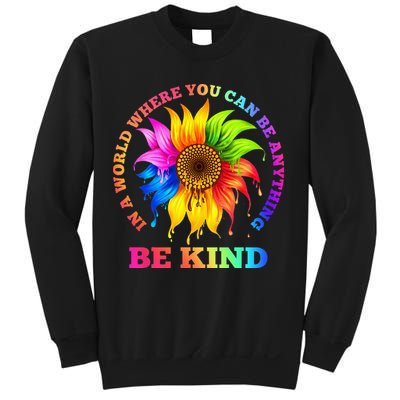 In A World Where You Can Be Anything BE KIND LGBT Rainbow Sweatshirt