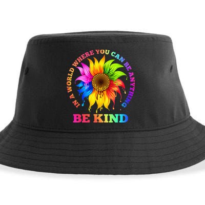 In A World Where You Can Be Anything BE KIND LGBT Rainbow Sustainable Bucket Hat