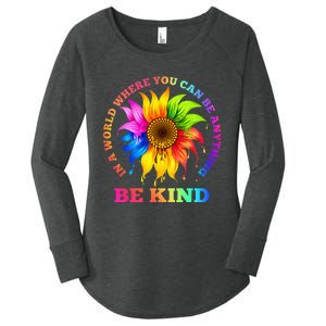 In A World Where You Can Be Anything BE KIND LGBT Rainbow Women's Perfect Tri Tunic Long Sleeve Shirt