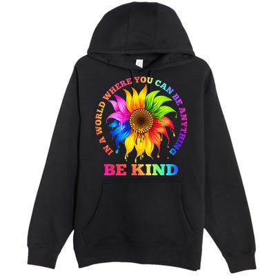 In A World Where You Can Be Anything BE KIND LGBT Rainbow Premium Pullover Hoodie