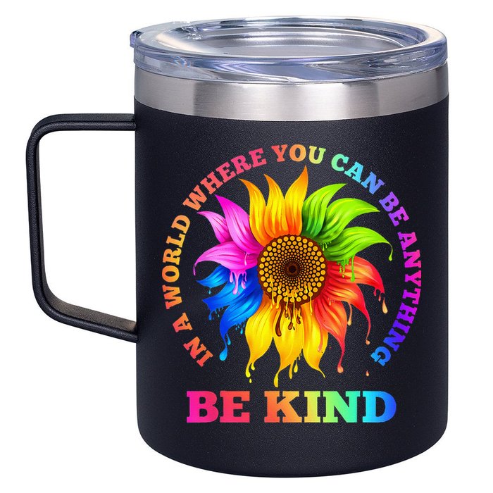 In A World Where You Can Be Anything BE KIND LGBT Rainbow 12oz Stainless Steel Coffee Mug
