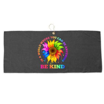 In A World Where You Can Be Anything BE KIND LGBT Rainbow Large Microfiber Waffle Golf Towel