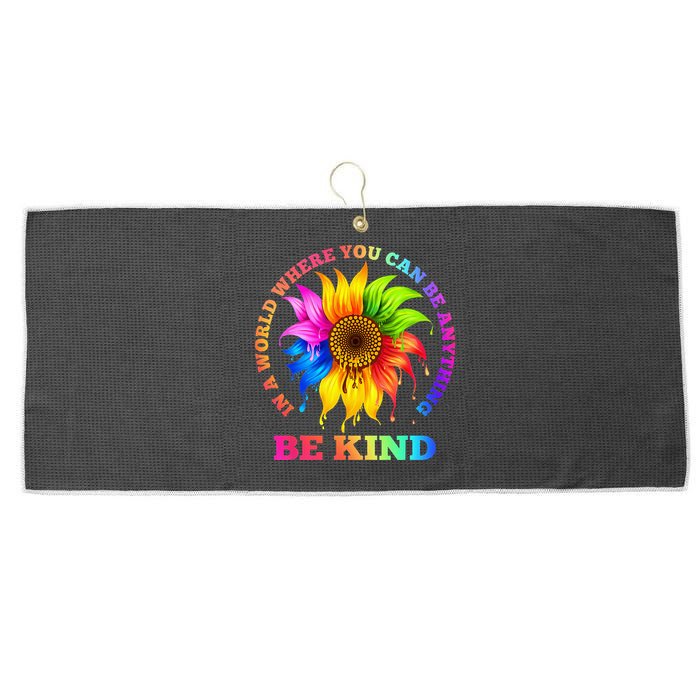 In A World Where You Can Be Anything BE KIND LGBT Rainbow Large Microfiber Waffle Golf Towel