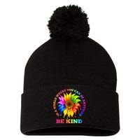 In A World Where You Can Be Anything BE KIND LGBT Rainbow Pom Pom 12in Knit Beanie