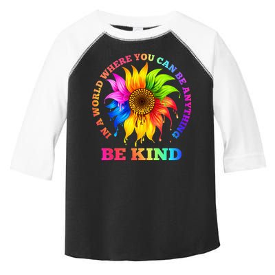In A World Where You Can Be Anything BE KIND LGBT Rainbow Toddler Fine Jersey T-Shirt