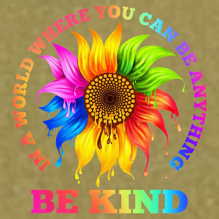 In A World Where You Can Be Anything BE KIND LGBT Rainbow Garment-Dyed Women's Muscle Tee