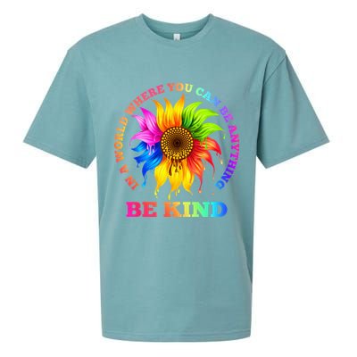In A World Where You Can Be Anything BE KIND LGBT Rainbow Sueded Cloud Jersey T-Shirt