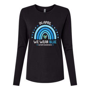 In April We Wear Blue Rainbow Autism Awareness Puzzle Love Womens Cotton Relaxed Long Sleeve T-Shirt