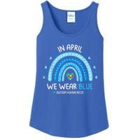 In April We Wear Blue Rainbow Autism Awareness Puzzle Love Ladies Essential Tank