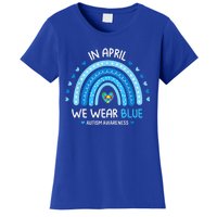 In April We Wear Blue Rainbow Autism Awareness Puzzle Love Women's T-Shirt