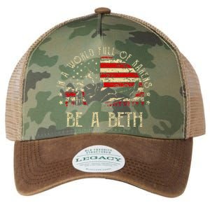 In A World Full Of Karens Be A Beth Usa Flag Legacy Tie Dye Trucker Hat