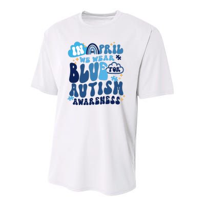 In April Wear Blue For Autism Awareness Youth Performance Sprint T-Shirt