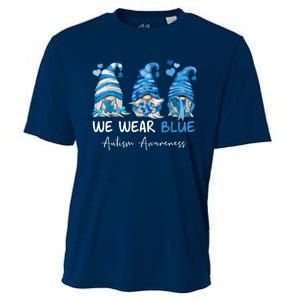 In April We Wear Blue Autism Awareness Gnome Matching Family Cooling Performance Crew T-Shirt