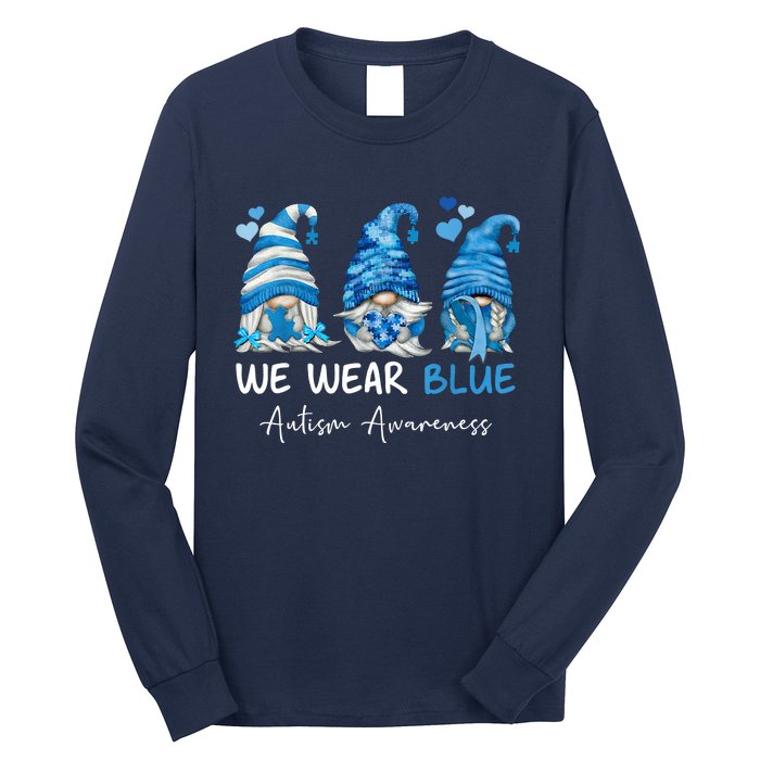 In April We Wear Blue Autism Awareness Gnome Matching Family Long Sleeve Shirt