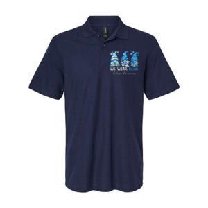 In April We Wear Blue Autism Awareness Gnome Matching Family Softstyle Adult Sport Polo