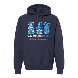 In April We Wear Blue Autism Awareness Gnome Matching Family Premium Hoodie