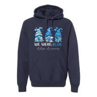 In April We Wear Blue Autism Awareness Gnome Matching Family Premium Hoodie