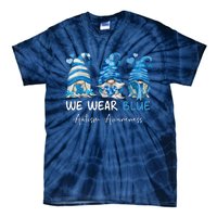 In April We Wear Blue Autism Awareness Gnome Matching Family Tie-Dye T-Shirt