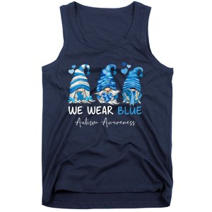 In April We Wear Blue Autism Awareness Gnome Matching Family Tank Top