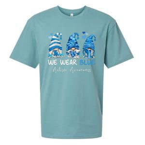 In April We Wear Blue Autism Awareness Gnome Matching Family Sueded Cloud Jersey T-Shirt