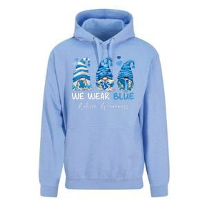 In April We Wear Blue Autism Awareness Gnome Matching Family Unisex Surf Hoodie