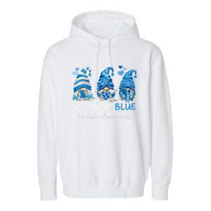 In April We Wear Blue Autism Awareness Gnome Matching Family Garment-Dyed Fleece Hoodie