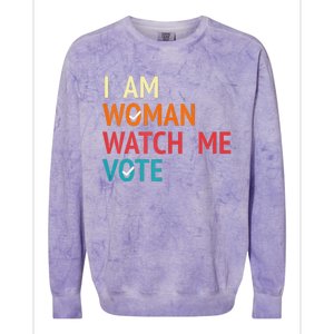 I Am Woman Watch Me Vote Kamala Harris 2024 Colorblast Crewneck Sweatshirt