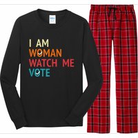 I Am Woman Watch Me Vote Kamala Harris 2024 Long Sleeve Pajama Set