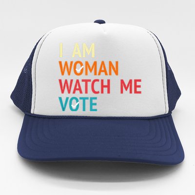 I Am Woman Watch Me Vote Kamala Harris 2024 Trucker Hat