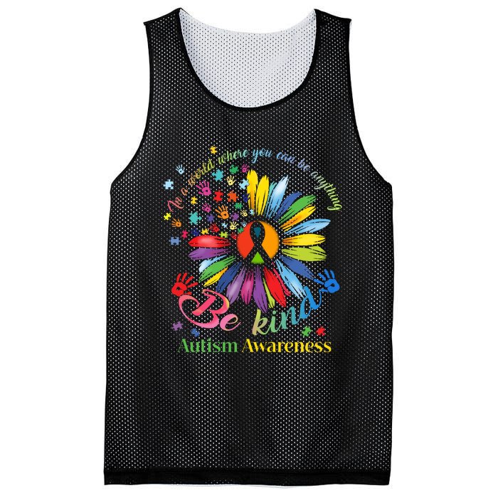 In A World Where You Can Be Anything Be Kind Autism Awareness Mesh Reversible Basketball Jersey Tank