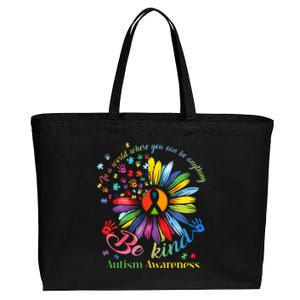 In A World Where You Can Be Anything Be Kind Autism Awareness Cotton Canvas Jumbo Tote