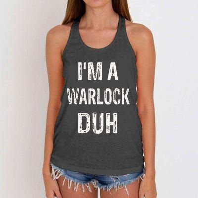 Im A Warlock Duh Halloween Costume Women's Knotted Racerback Tank