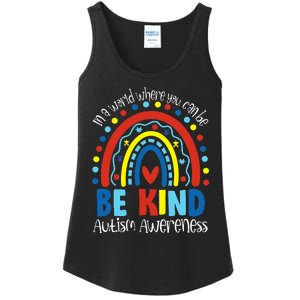 In A World Where You Can Be Anything Be Kind Autism Rainbow Ladies Essential Tank