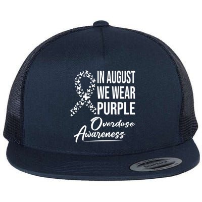 In August We Wear Purple Overdose Awareness Month Flat Bill Trucker Hat